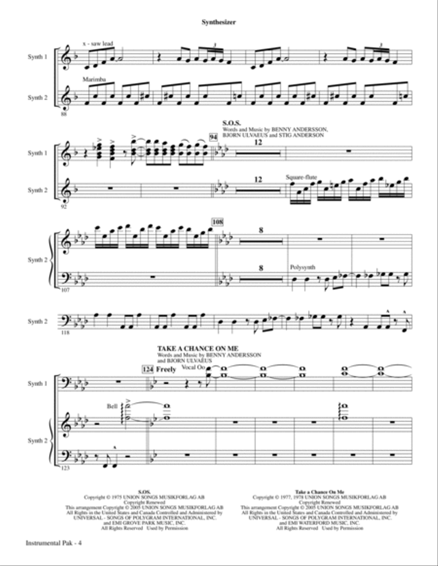 Mamma Mia! - Highlights from the Movie Soundtrack (arr. Mac Huff) - Synthesizer Choir scores gallery preview page 4