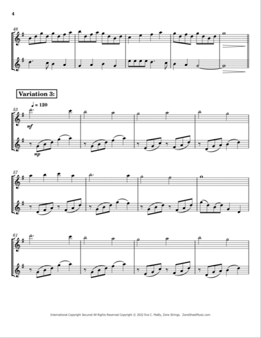 Deck the Halls - Duet for Two Violins String Duet scores gallery preview page 4