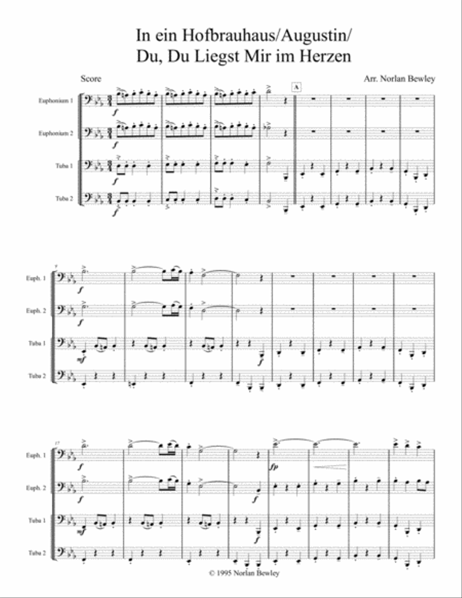 Hofbrau Haus Medley - Tuba/Euphonium Quartet Brass Ensemble scores gallery preview page 1