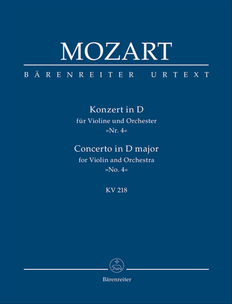 Concerto for Violin and Orchestra, No. 4 D major, KV 218 Orchestra scores gallery preview page 1