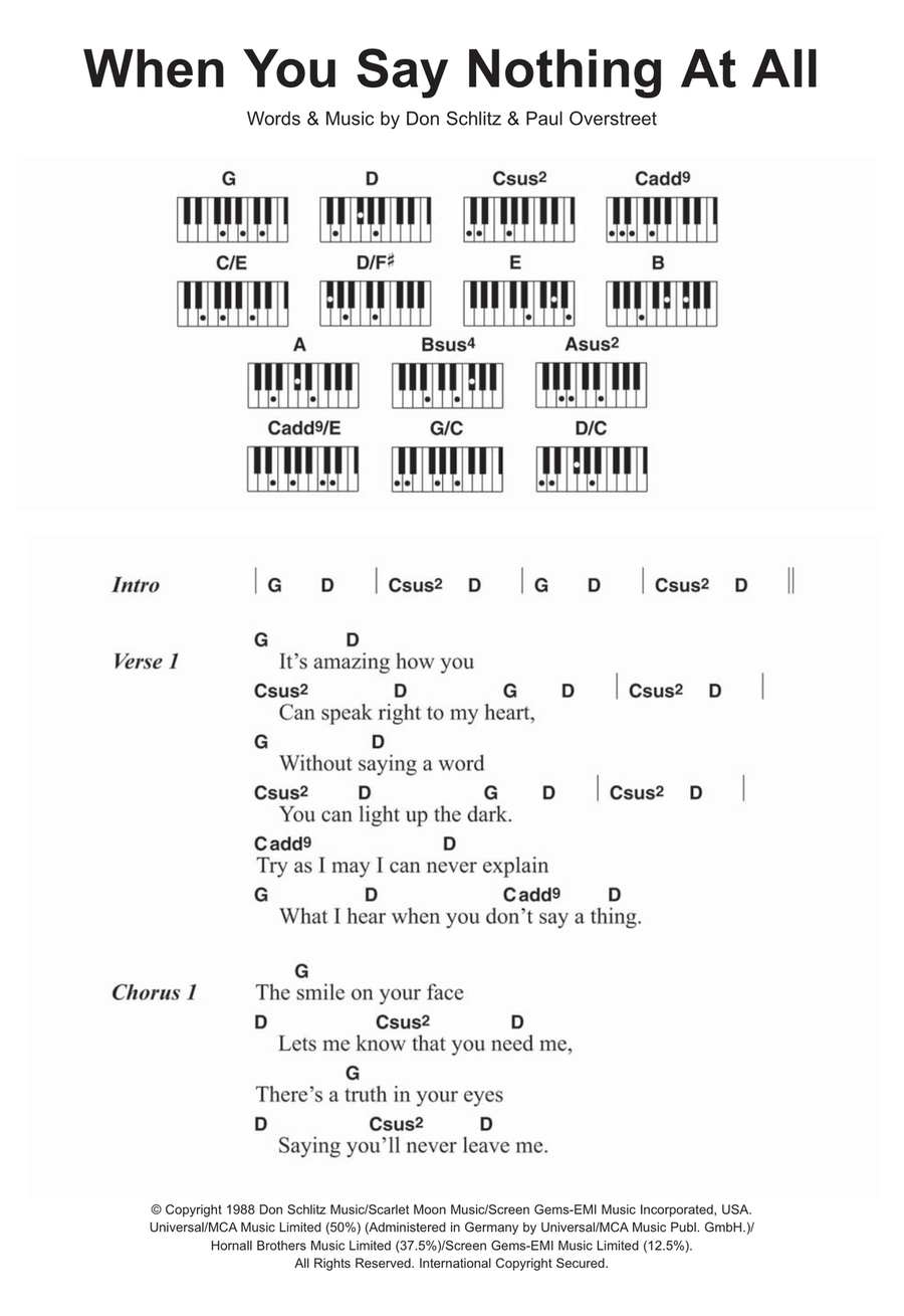 When You Say Nothing At All Piano Solo scores gallery preview page 1