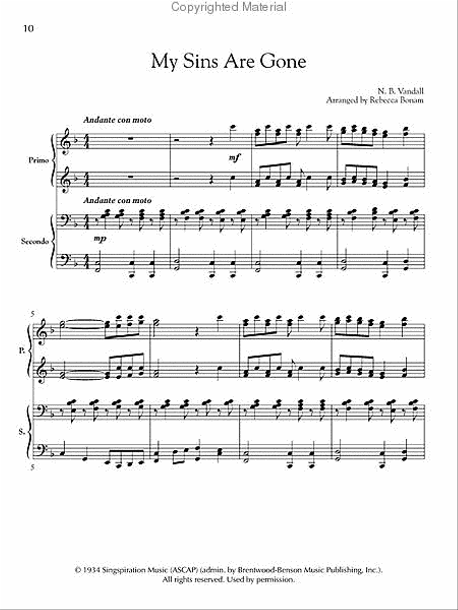 He Lives 1 Piano, 4-Hands scores gallery preview page 4