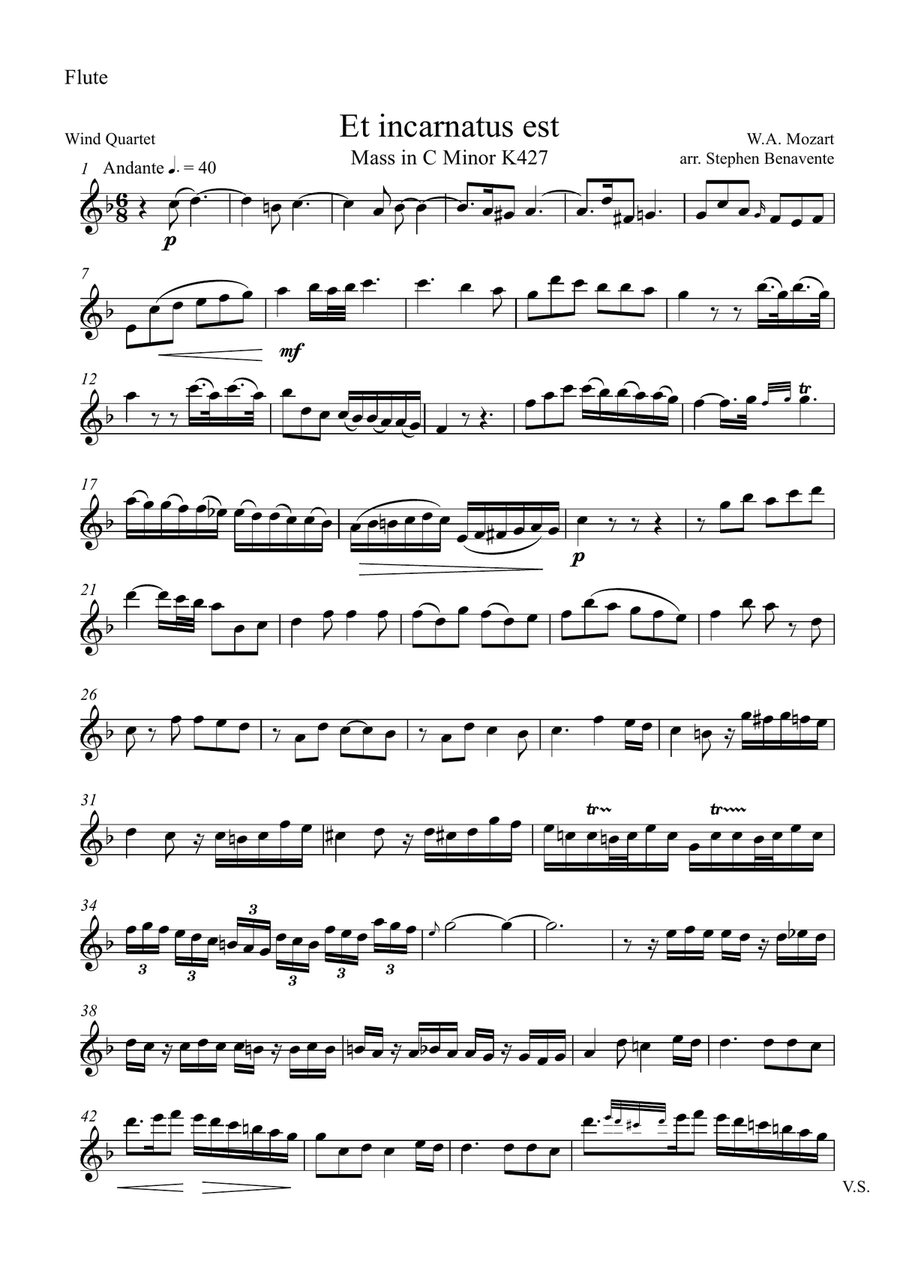 Et incarnatus est Woodwind Quartet scores gallery preview page 1