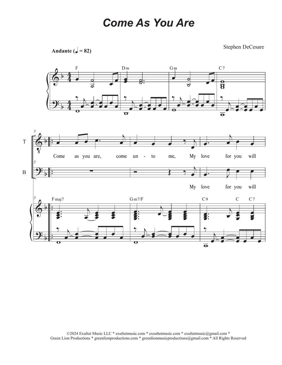 Book cover for Come As You Are (2-part choir - (TB)