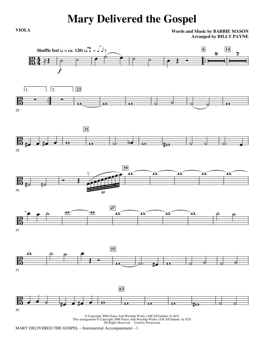 Mary Delivered The Gospel - Viola Choir scores gallery preview page 1