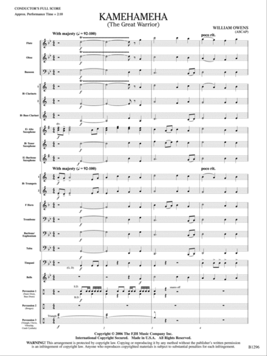 Kamehameha (The Great Warrior): Score Concert Band scores gallery preview page 3