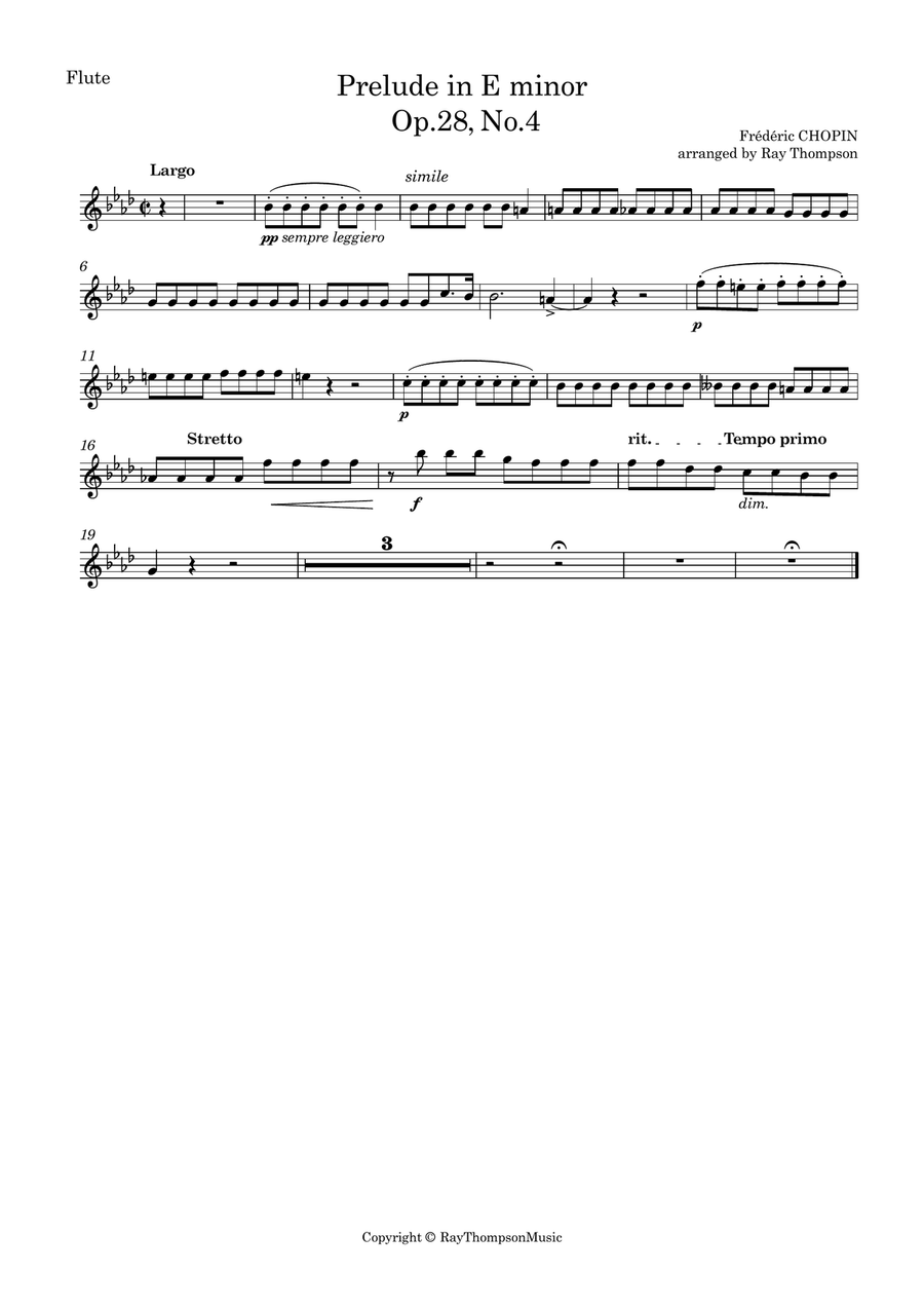 Chopin: Prelude No 4 in E Minor Op.28 No.4 - wind quintet Woodwind Quintet scores gallery preview page 5