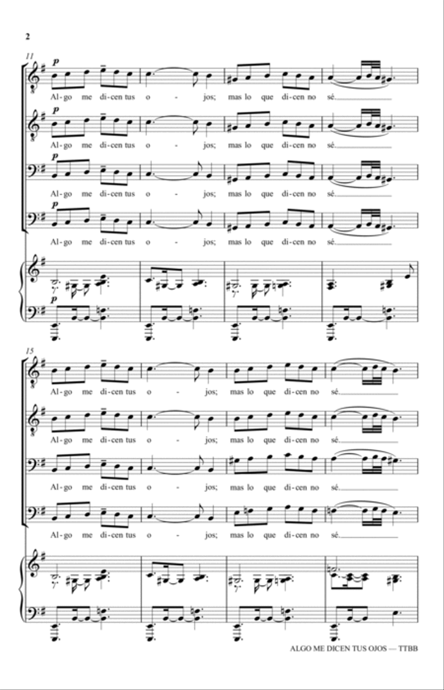 Algo Me Dicen Tus Ojos (from Three Spanish Songs for Men's Choir) TTBB scores gallery preview page 2