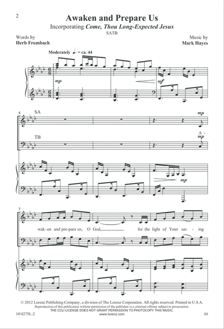 Awaken and Prepare Us 4-Part scores gallery preview page 2