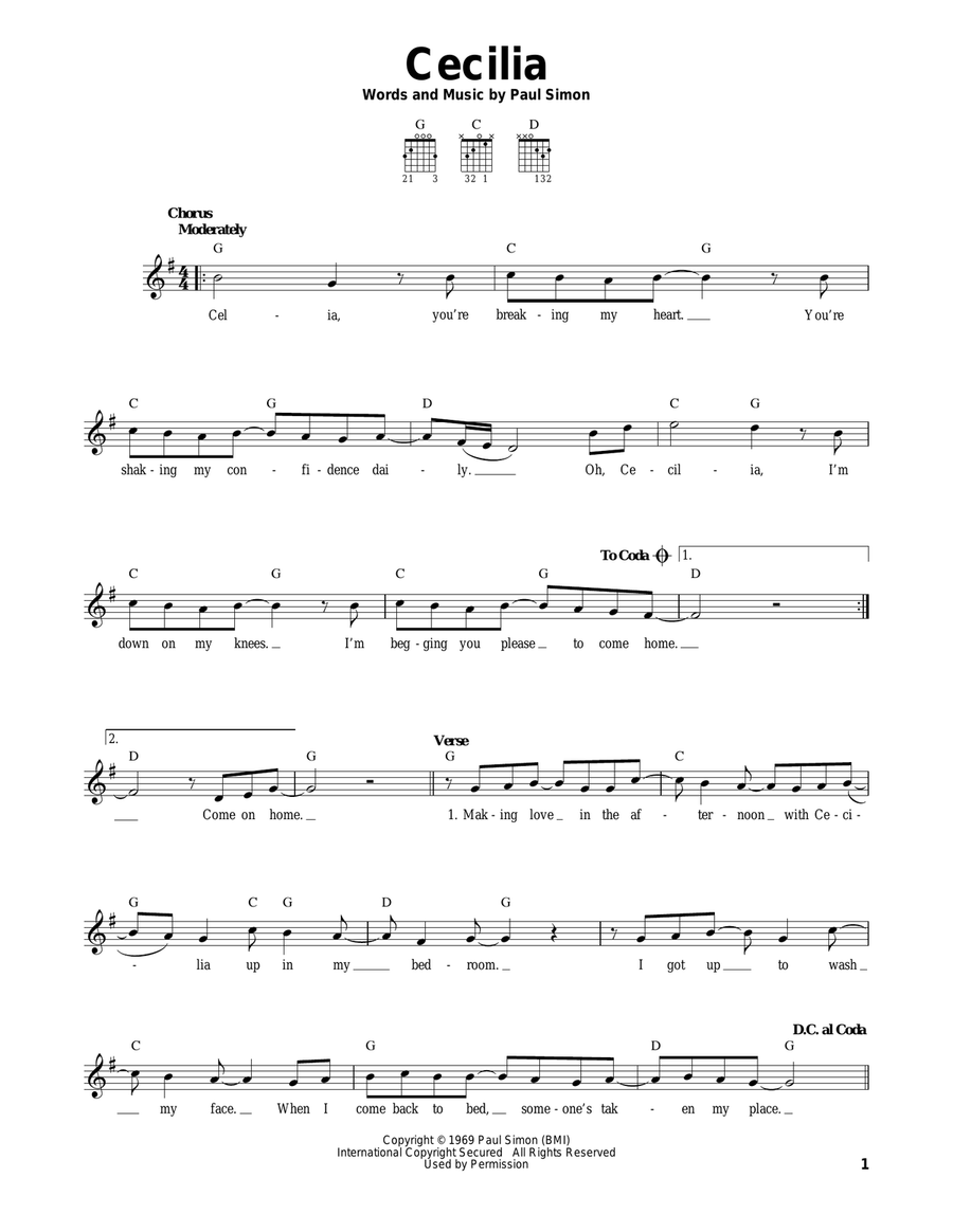 Cecilia Cecilia Acoustic Guitar scores gallery preview page 1