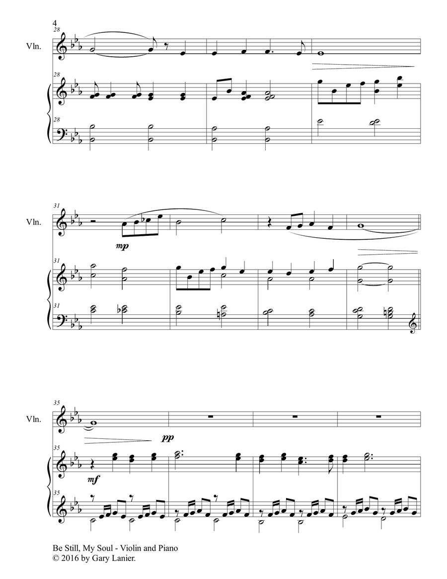 BE STILL, MY SOUL (Findlandia) Duet – Violin & Piano (Score & Parts included) Violin Solo scores gallery preview page 5