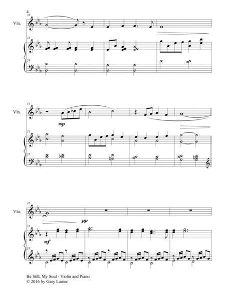 BE STILL, MY SOUL (Findlandia) Duet – Violin & Piano (Score & Parts included) image number null