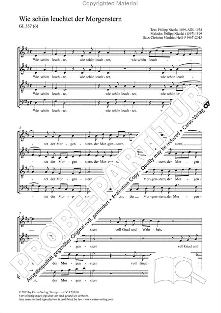 How brightly beams the morning star (Wie schon leuchtet der Morgenstern) 4-Part scores gallery preview page 2
