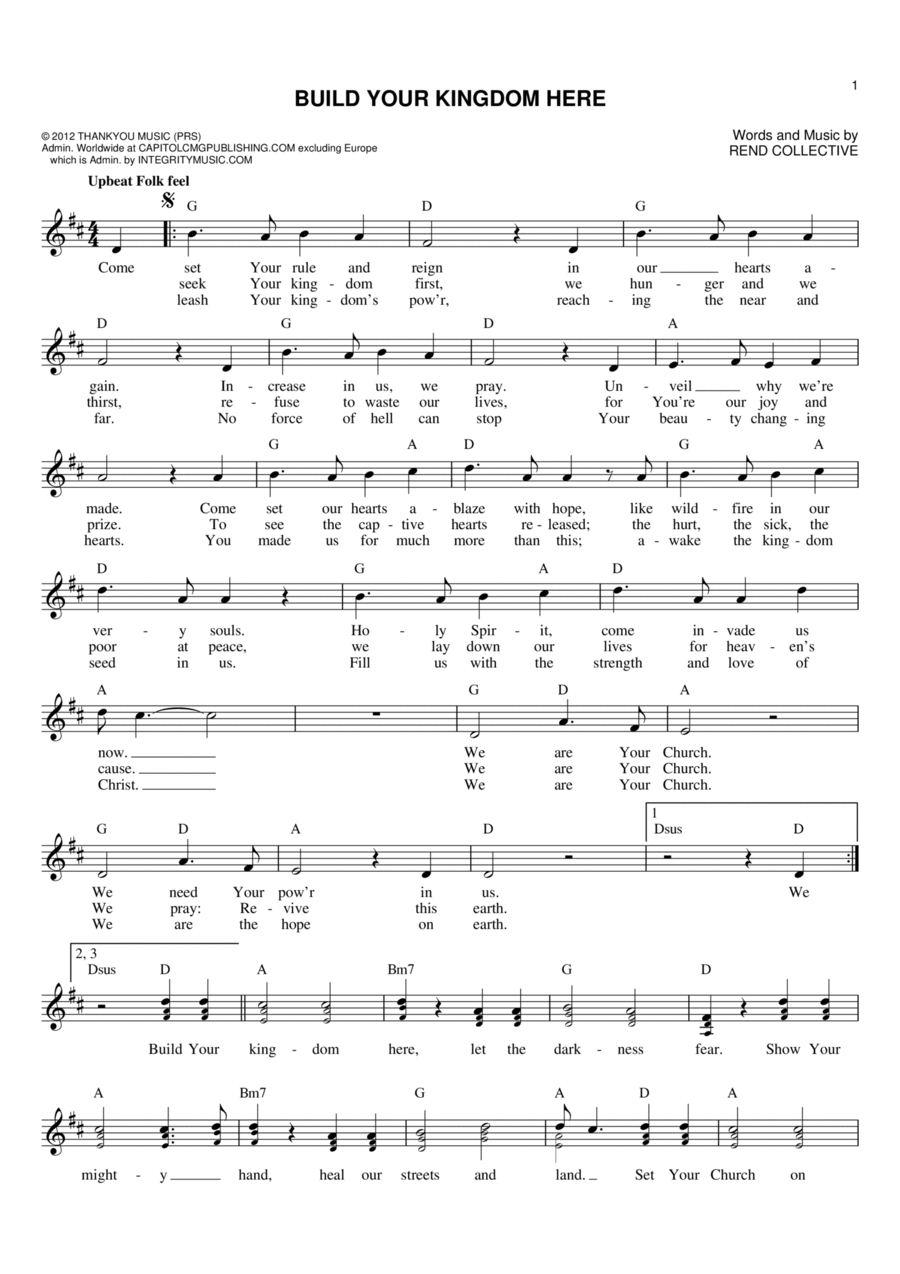 Build Your Kingdom Here Flute scores gallery preview page 1