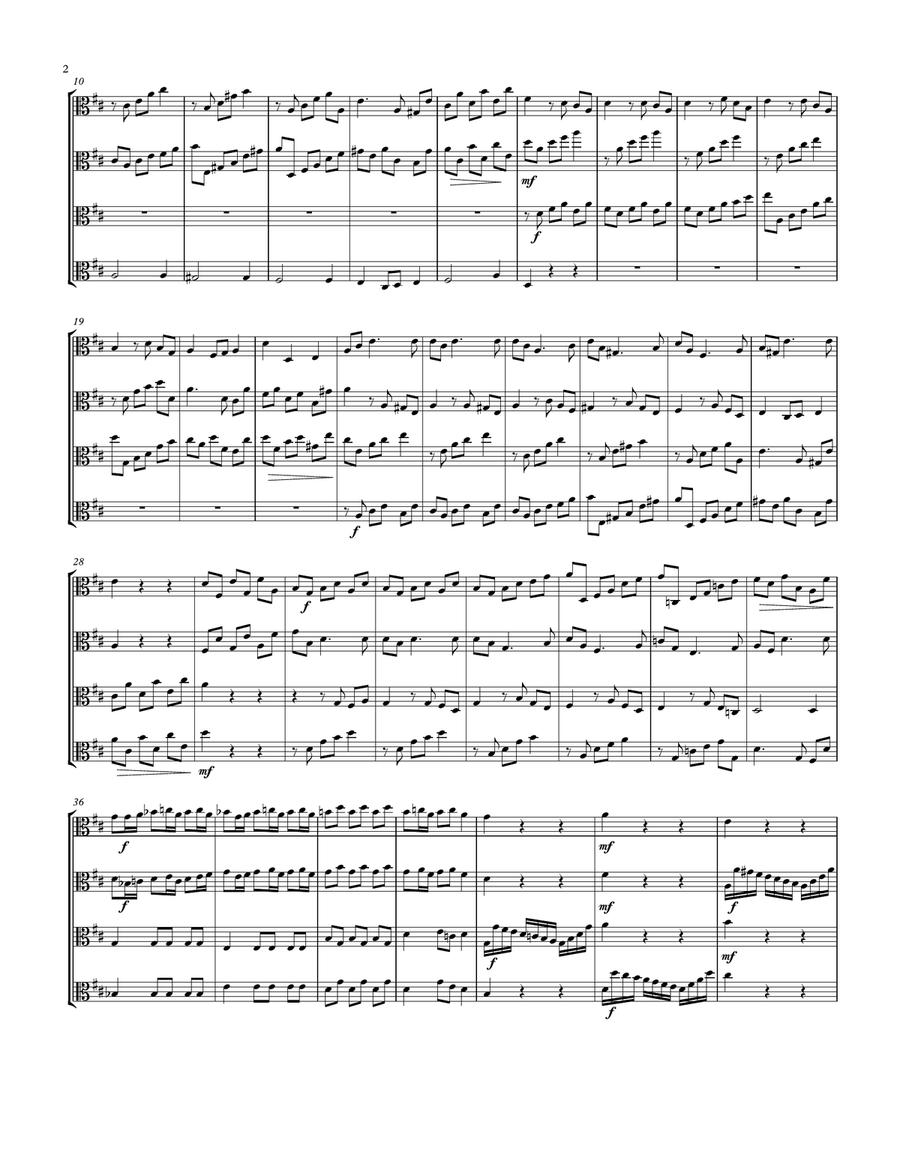 Concerto No. 4 in D Major for Four Violas Unaccompanied, TWV40:204 String Quartet scores gallery preview page 2