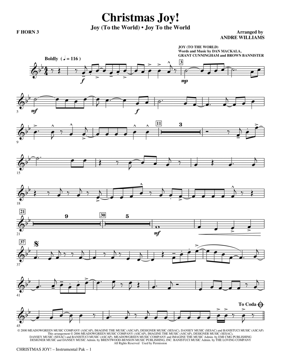 Christmas Joy! - F Horn 3 Choir scores gallery preview page 1
