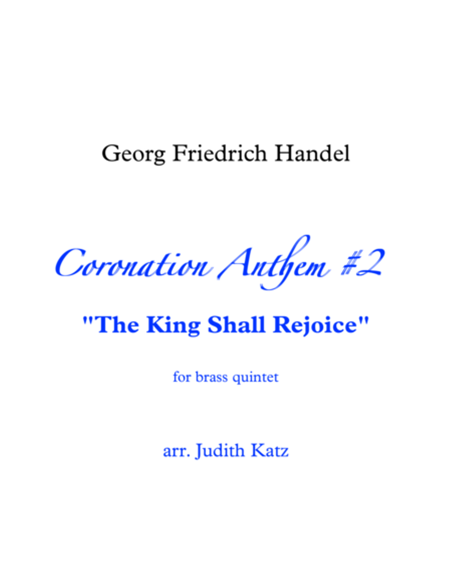Book cover for Coronation Anthem #2 - "The King Shall Rejoice" - for brass quintet