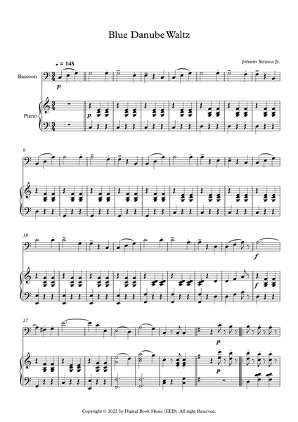 Blue Danube Waltz - Johann Strauss Jr. (Bassoon + Piano) image number null