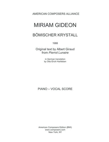 [Gideon] Böhmischer Krystall (Piano Reduction)
