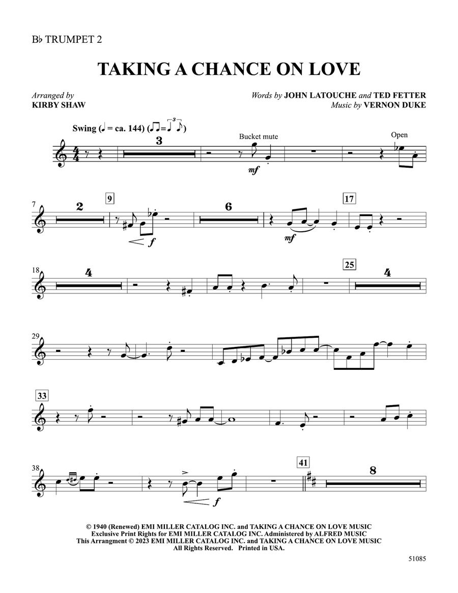 Taking a Chance on Love: 2nd B-flat Trumpet