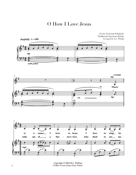 O How I Love Jesus - Vocal Solo (Low Voice) with Piano Accompaniment image number null