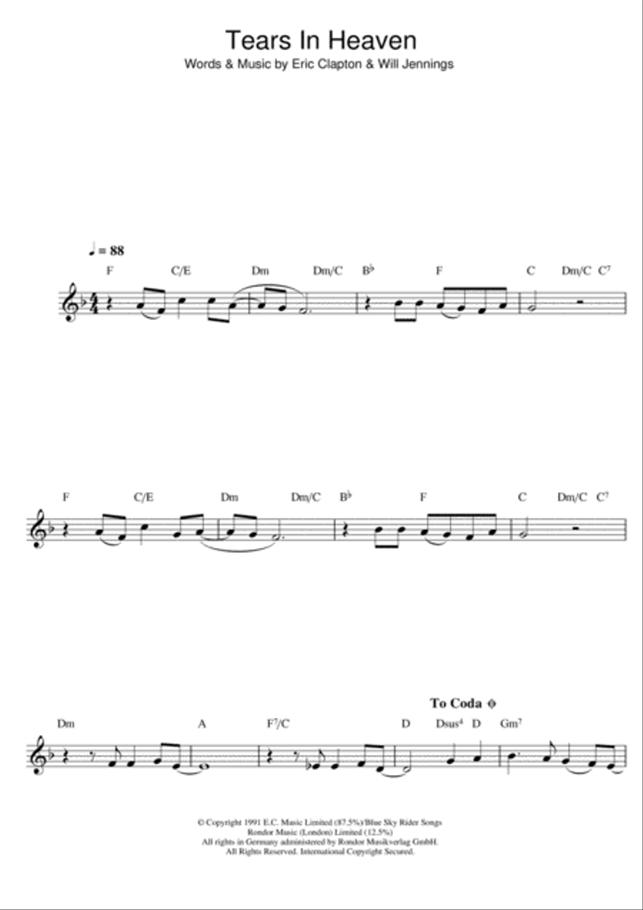 Tears In Heaven Clarinet Solo scores gallery preview page 1