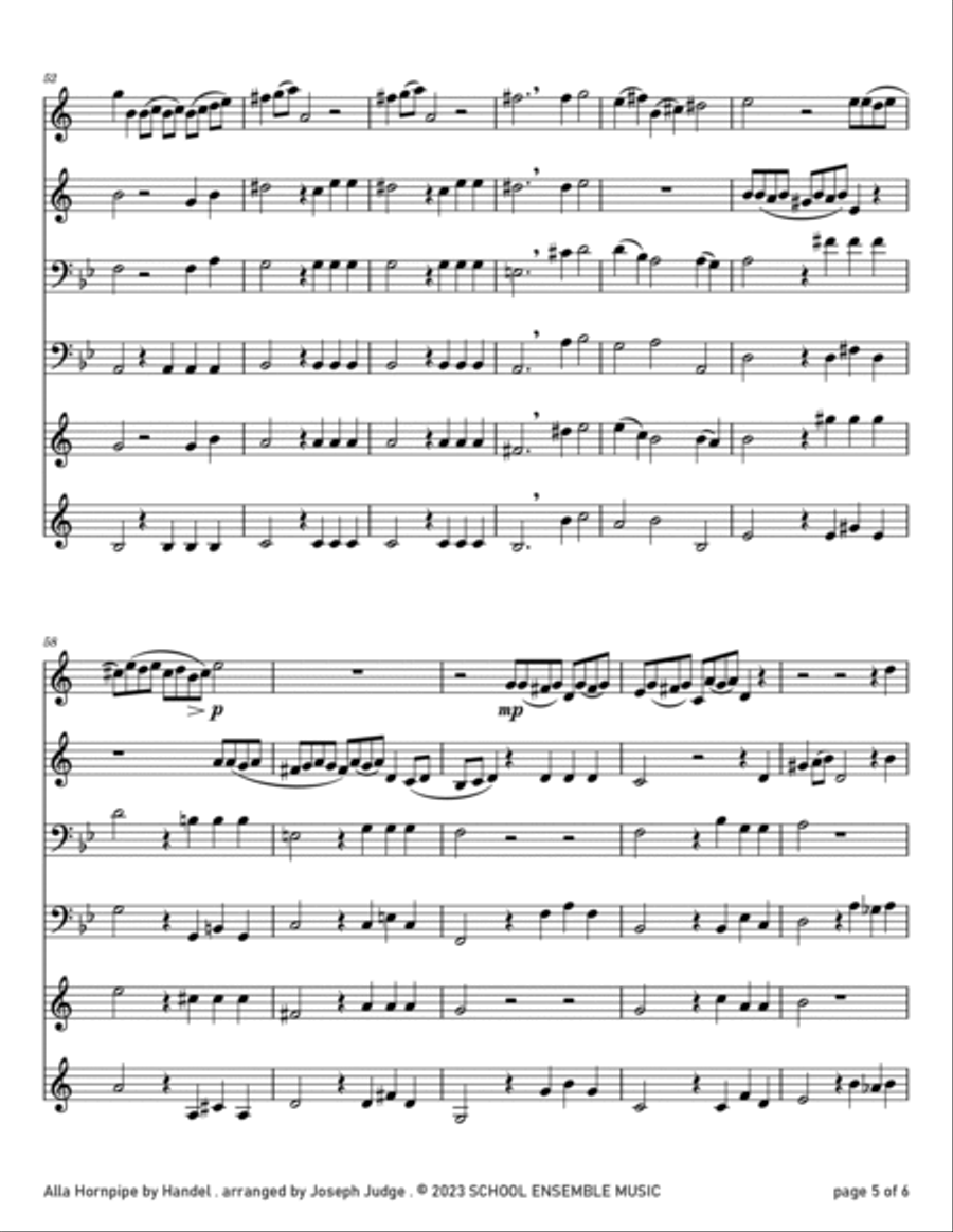 Alla Hornpipe by Handel for Brass Quartet in Schools Brass Quartet scores gallery preview page 5