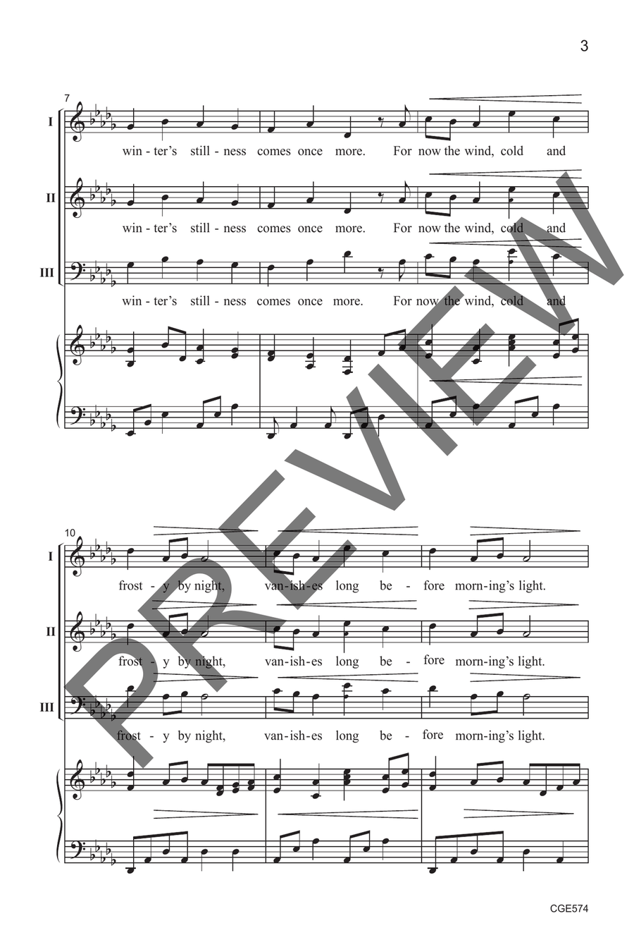 Winter's Stillness (Three-part Mixed) 3-Part scores gallery preview page 4