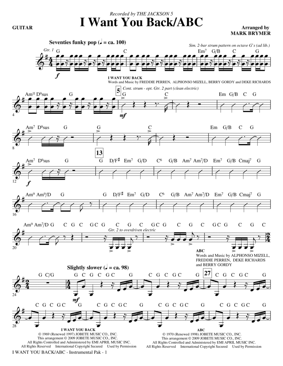 I Want You Back / ABC - Guitar Choir scores gallery preview page 1