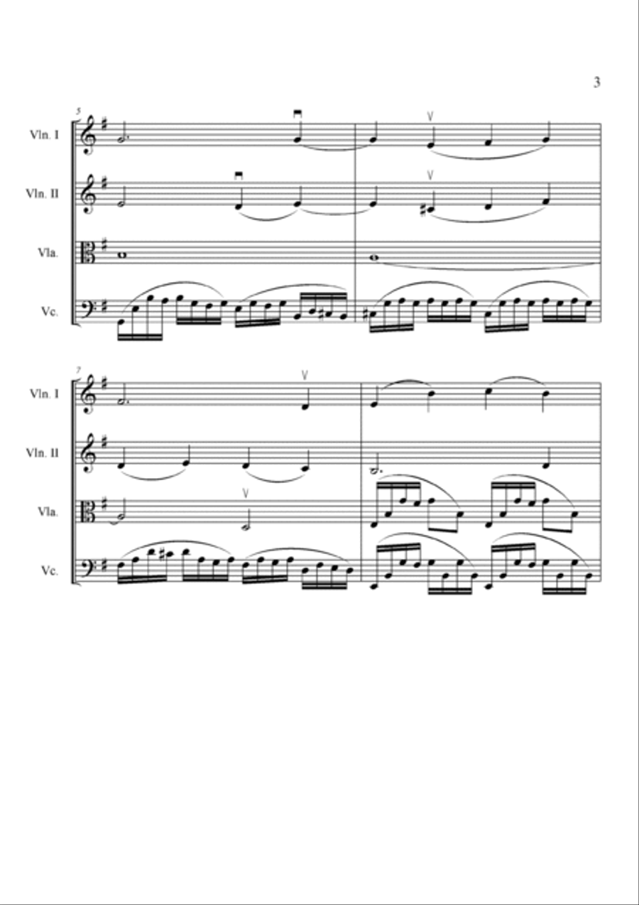 Bach cello suite n.1 for string quartet - Prelude String Quartet scores gallery preview page 2