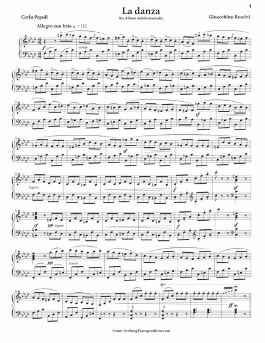 ROSSINI: La danza (transposed to F minor) Voice scores gallery preview page 2