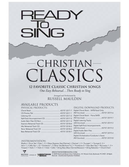 Ready to Sing Christian Classics (Preview Pak) image number null