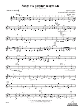 Songs My Mother Taught Me (from "Gypsy Songs"): 3rd Violin (Viola [TC])