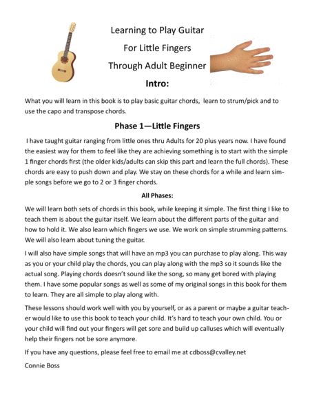 Basic Guitar Lessons for Little Fingers thru Teens/Adults (all 3 phases) image number null