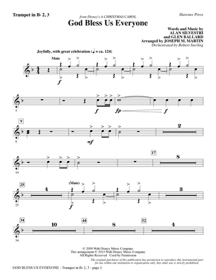 God Bless Us Everyone (from Disney's A Christmas Carol) - Bb Trumpet 2,3