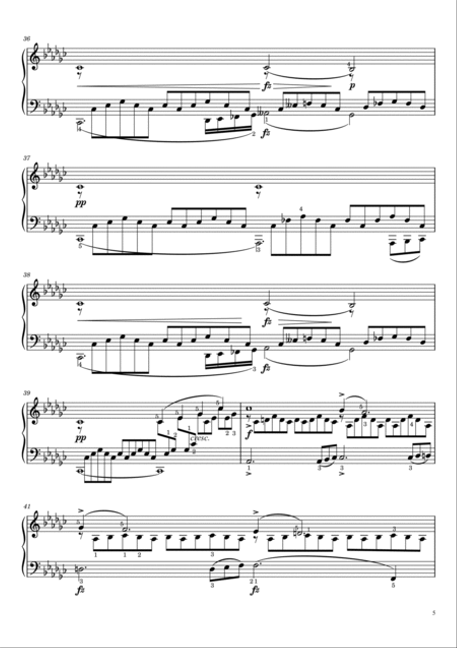 Schubert,Impromptu D.899 Op.90 No.3 in G♭ Major,For Piano Solo,With Fingering Piano Solo scores gallery preview page 5