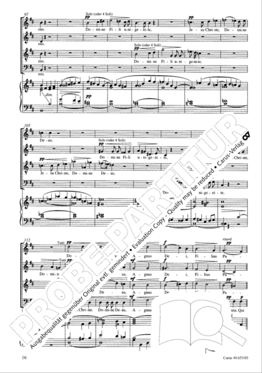 Mass in D Major (Missa in D) 4-Part scores gallery preview page 17