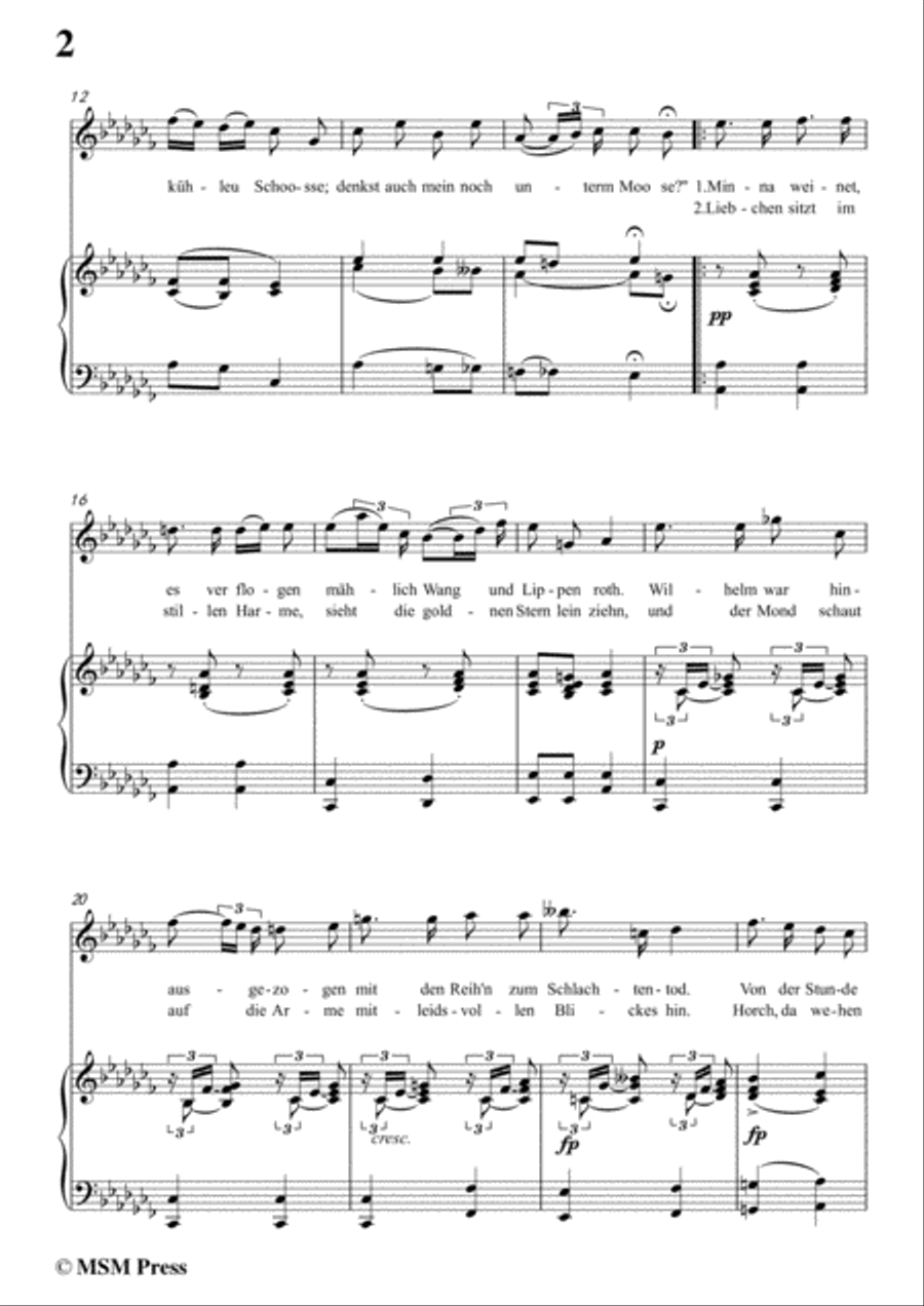 Schubert-Lieb Minna(Darling Minna),D.222,in a flat minor,for Voice&Piano Voice scores gallery preview page 4