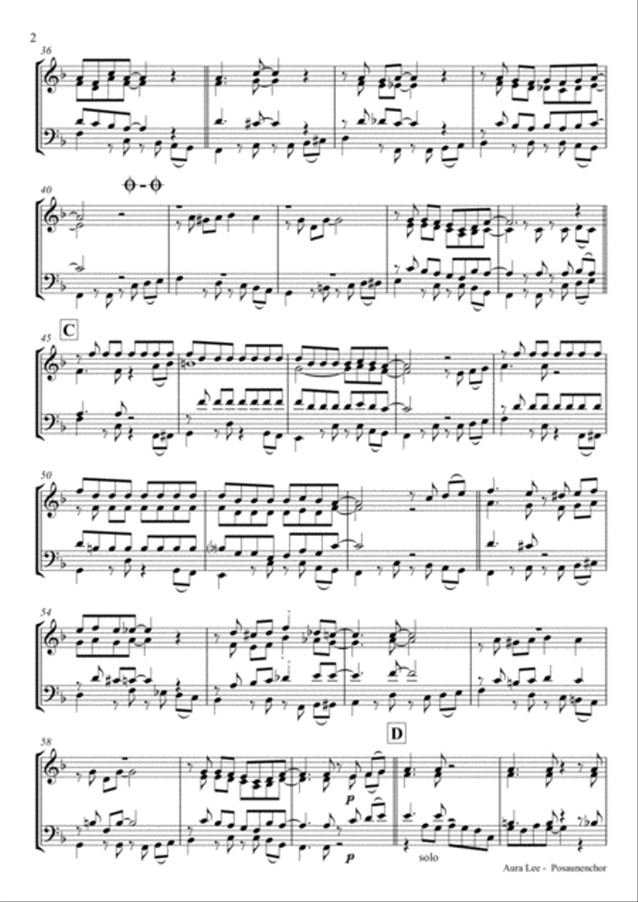 Aura Lee - Love me tender - Elvis - Brass choir Euphonium scores gallery preview page 2