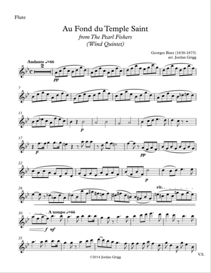 Au Fond du Temple Saint from the The Pearl Fishers (Wind Quintet) Woodwind Quintet scores gallery preview page 6