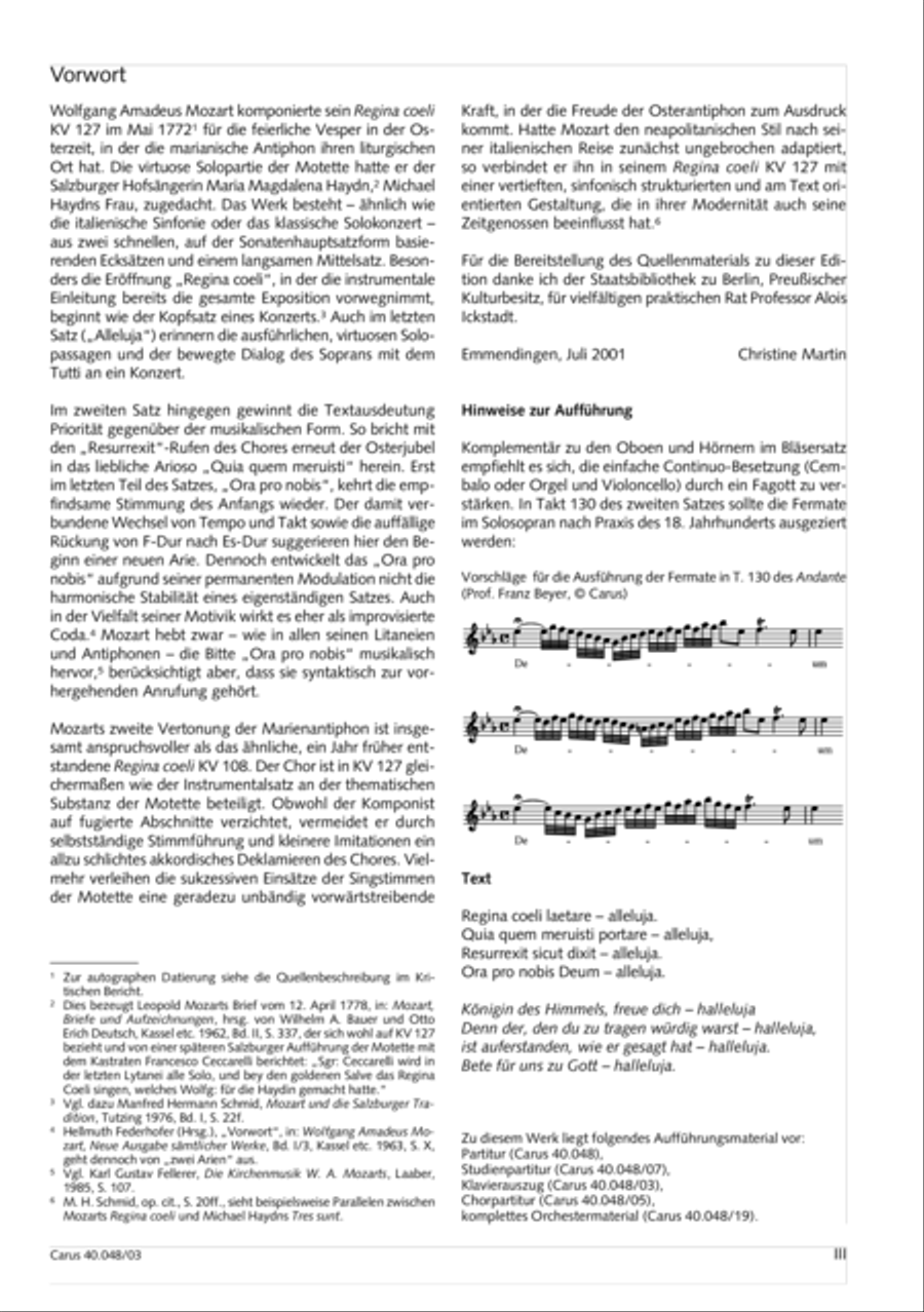 Regina coeli in B-Flat Major, K. 127 4-Part scores gallery preview page 4