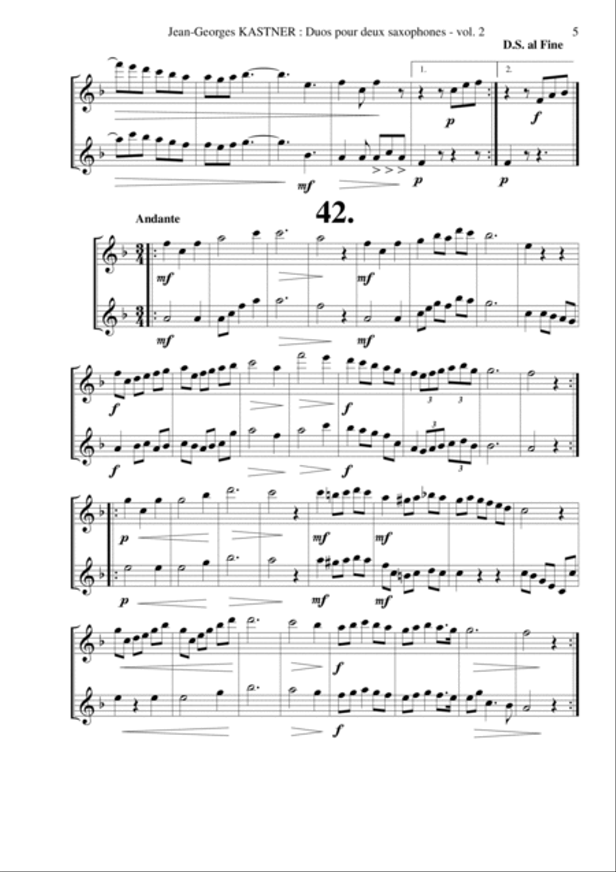 Jean-Georges Kastner: Duos vol 2 (duos no. 40-78) for two saxophones Woodwind Duet scores gallery preview page 5