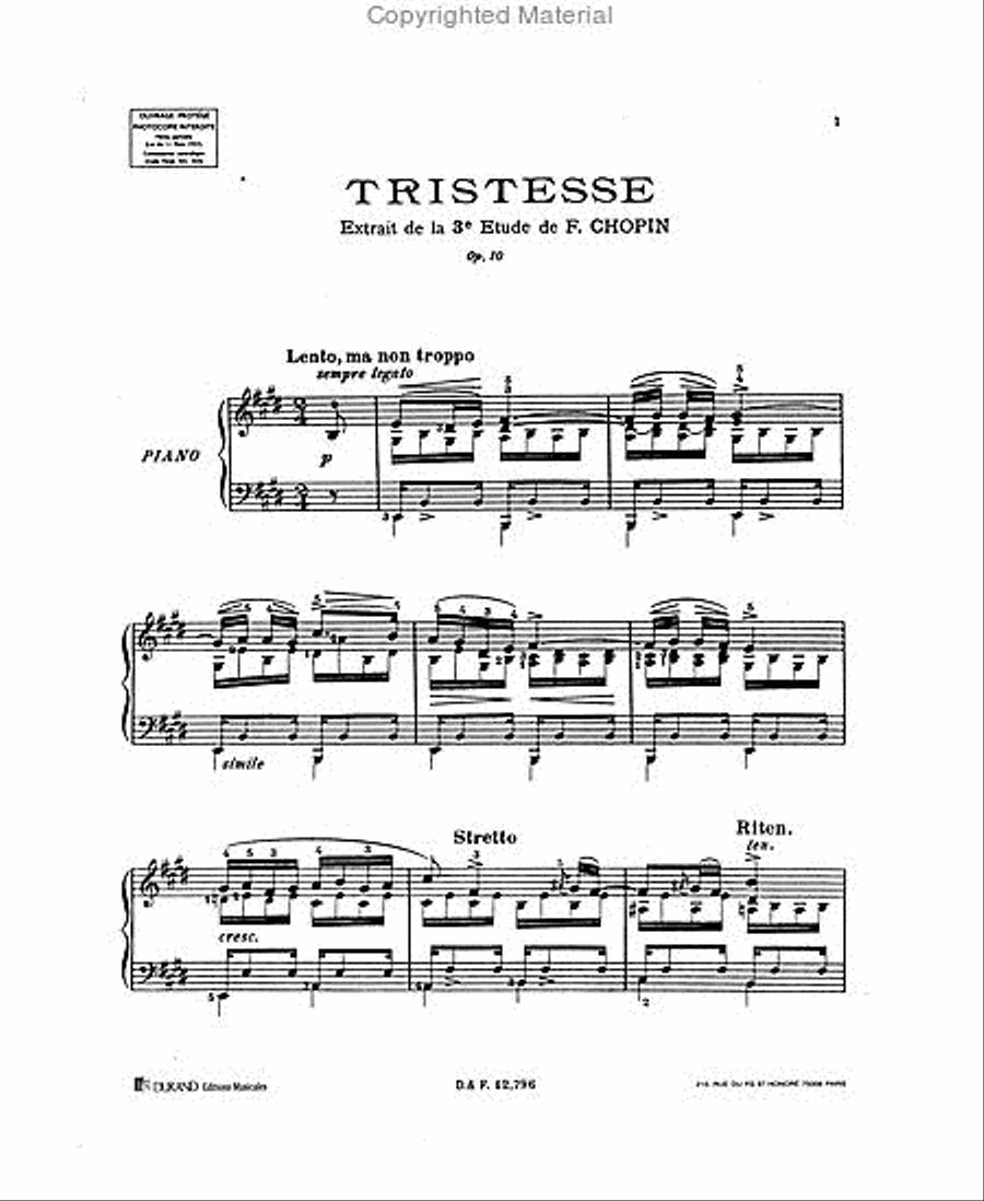Tristesse Piano Solo scores gallery preview page 2