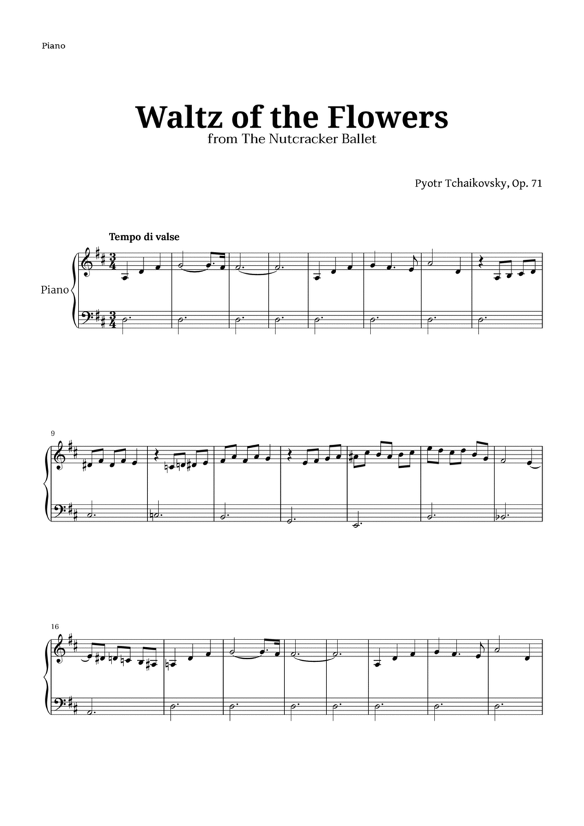 Waltz of the Flowers by Tchaikovsky for Intermediate Piano image number null