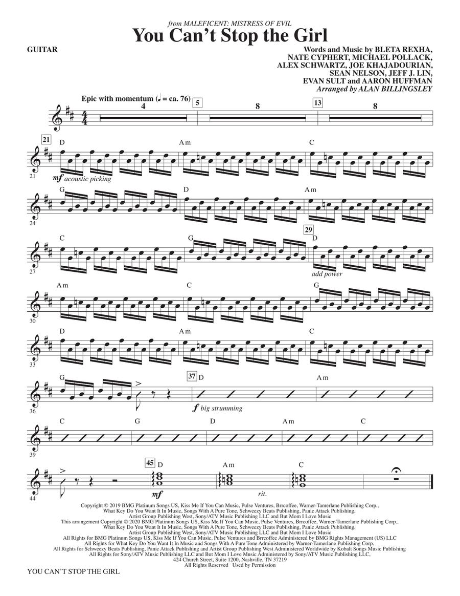 You Can't Stop The Girl (from Maleficent: Mistress of Evil) (arr. Alan Billingsley) - Guitar