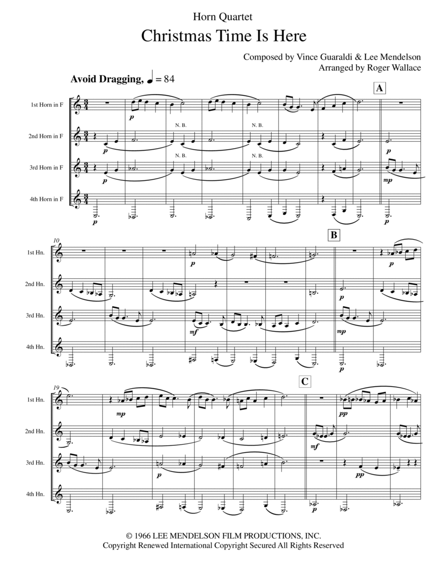 Christmas Time Is Here Christmas Time Is Here Brass Quartet scores gallery preview page 1