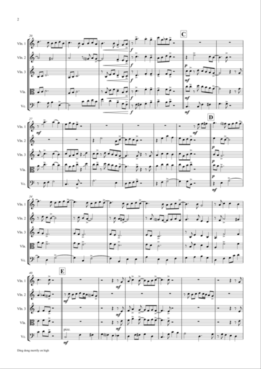 Ding dong merrily on high - Swing - String Quartet String Quartet scores gallery preview page 2