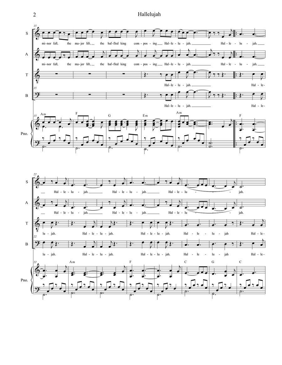Hallelujah Piano, Vocal scores gallery preview page 2