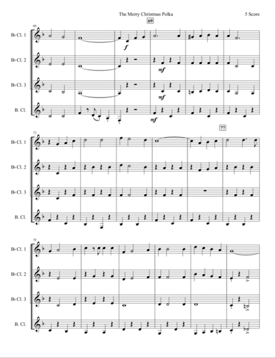 The Merry Christmas Polka Woodwind Quartet scores gallery preview page 6