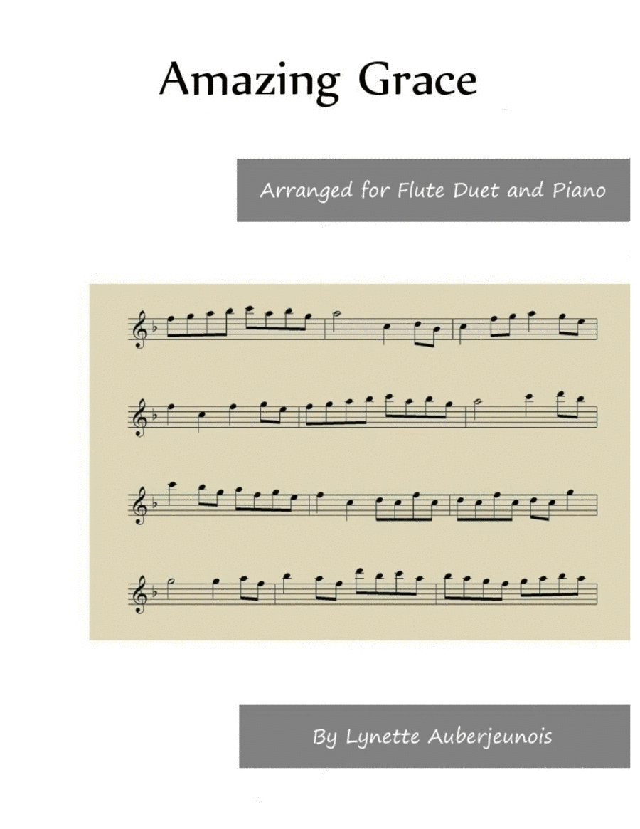 Amazing Grace - Flute Duet and Piano image number null